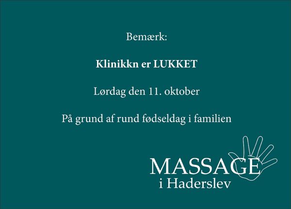 Lukket lørdag den 11. oktober